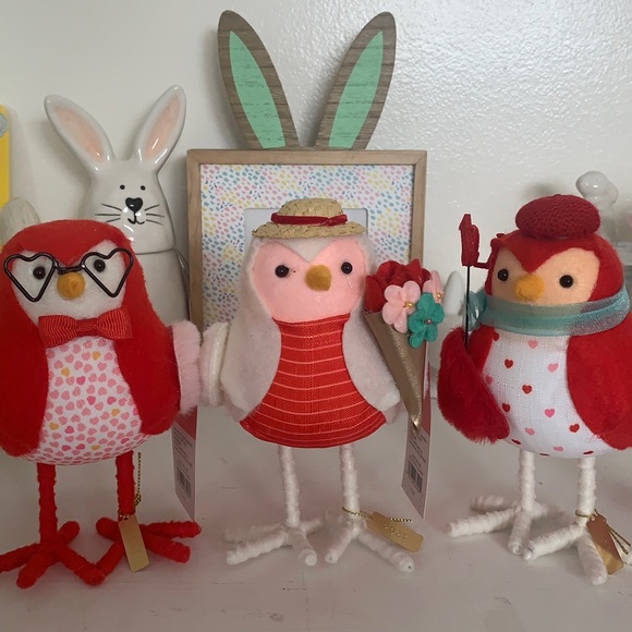 Target Spritz Decorative Valentine’s Day Fabric Birds Set of 3. - Picture 1 of 10